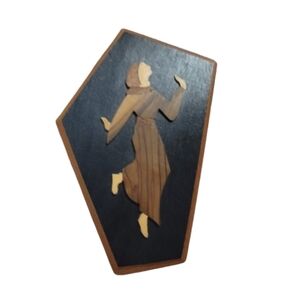 Vintage Wooden Israel Art Woman In Dancing Made in Israel #37